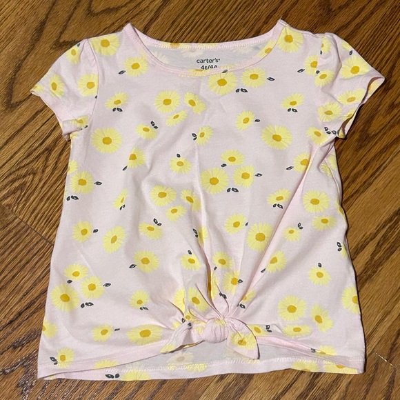 Carter's Other - Carter’s Light Pink Floral Tee with Front Tie 4T